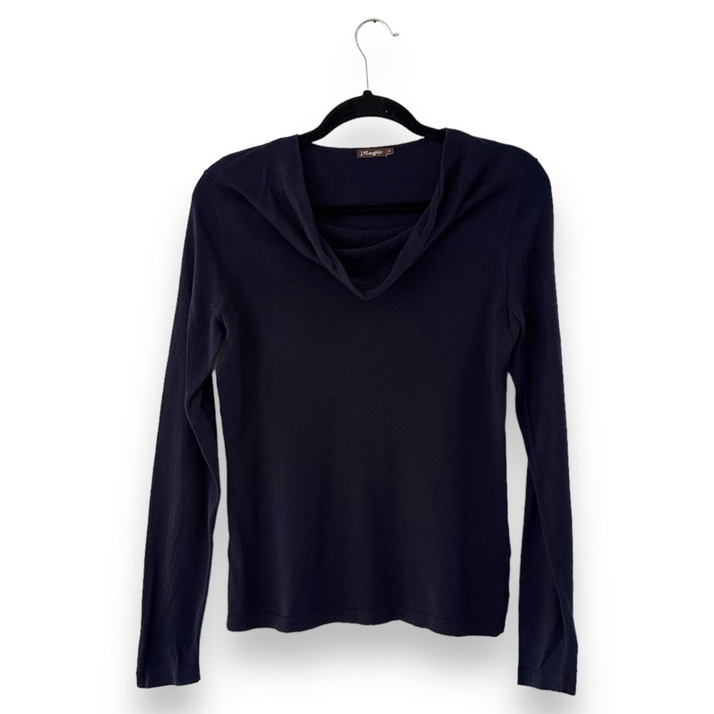 Elegant Navy Cowl Neck Sweater